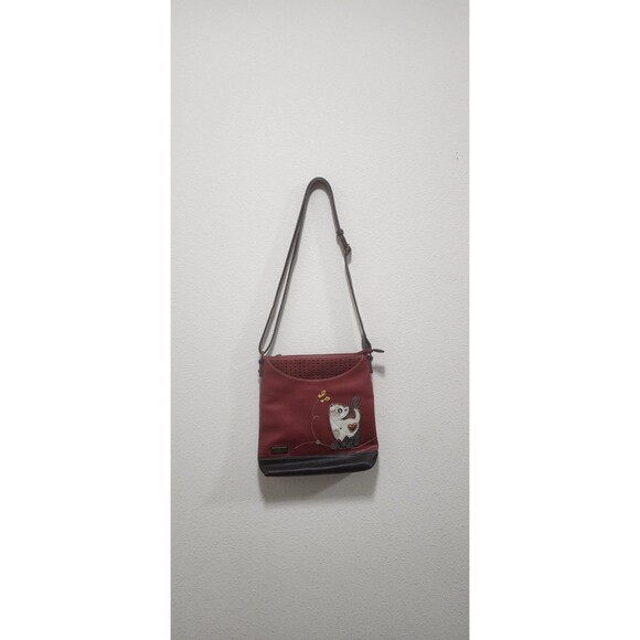 NWOT CHALA BURGUNDY SLIM CAT SWEET MESSENGER CROSSBODY TOTE PURSE FAUX LEATHER - Picture 3 of 6